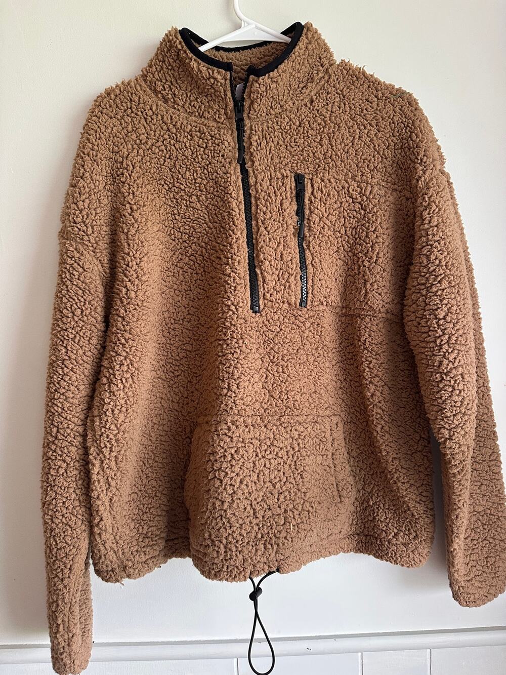 No Boundaries Camel Faux Sherpa Fleece Half Zip Pullover Teddy Jacket XXL 19